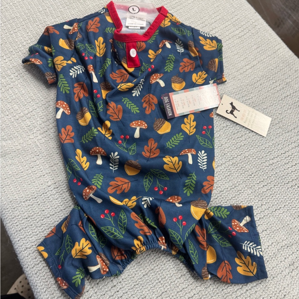 Colorful Leaf and Mushroom Print Baby Romper